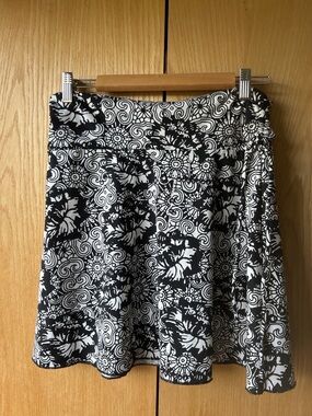 Black & White Floral A-Line Athletic Skirt